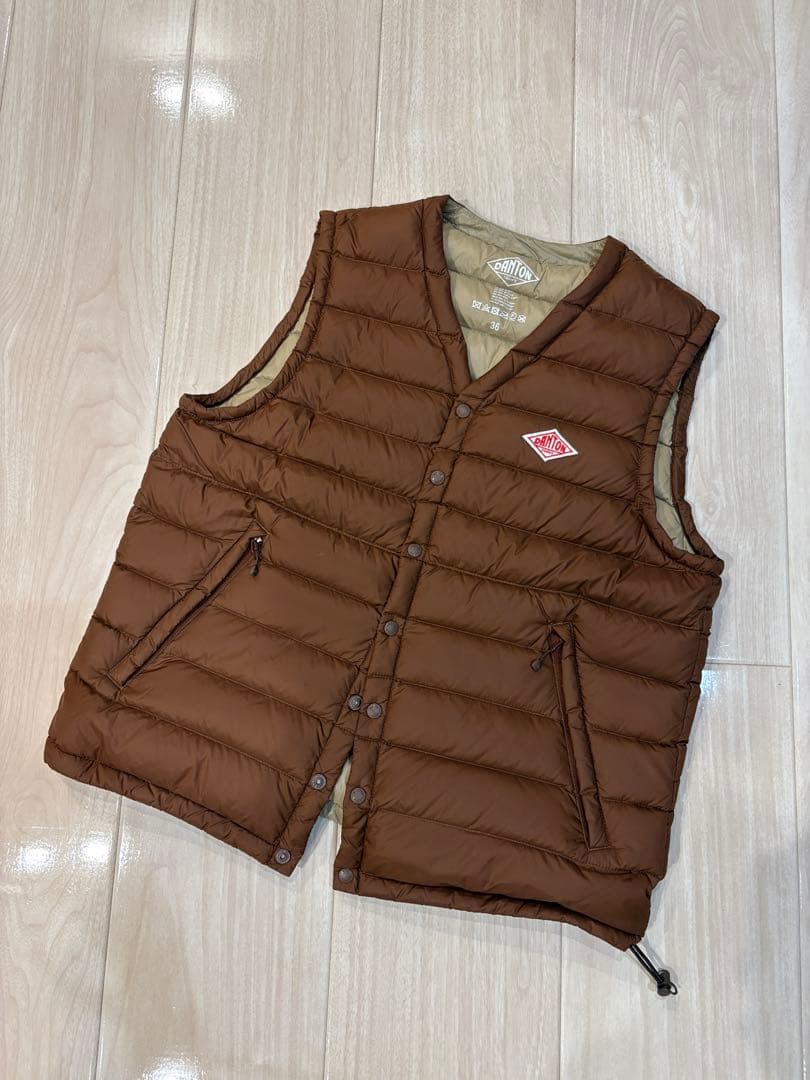 お値下げ)DANTON ブラウン ダウンベスト　36