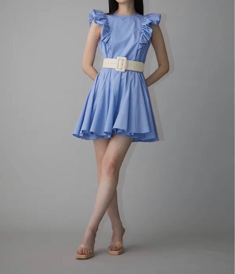 eimy istoire バルーンフリルフレアミニワンピース ブルー
