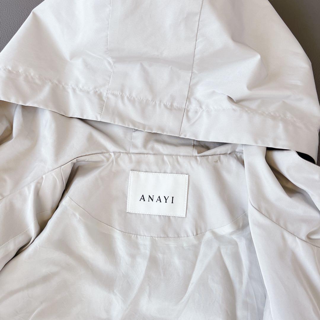 現行✨ANAYI 撥水タフタペプラムプリーツブルゾン　フード　36