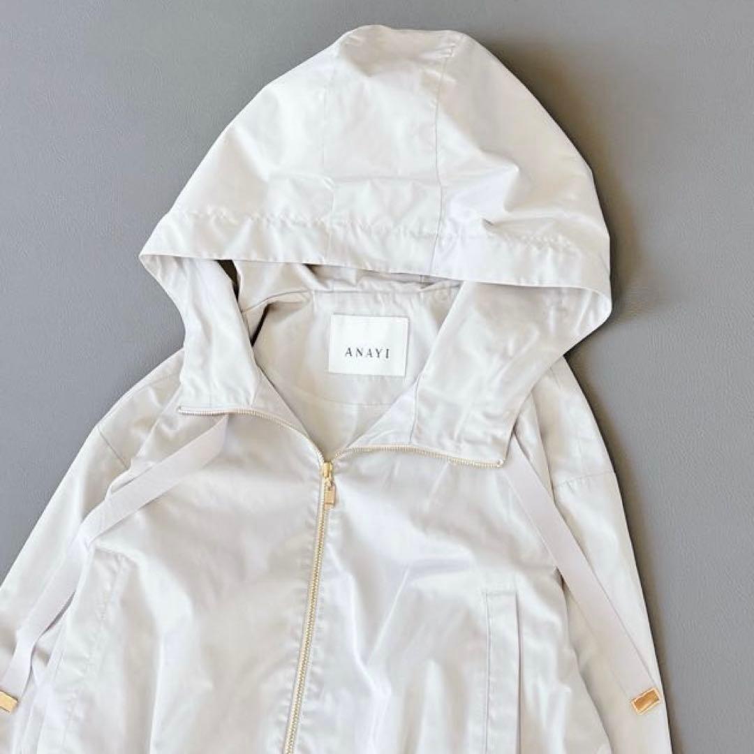 現行✨ANAYI 撥水タフタペプラムプリーツブルゾン　フード　36
