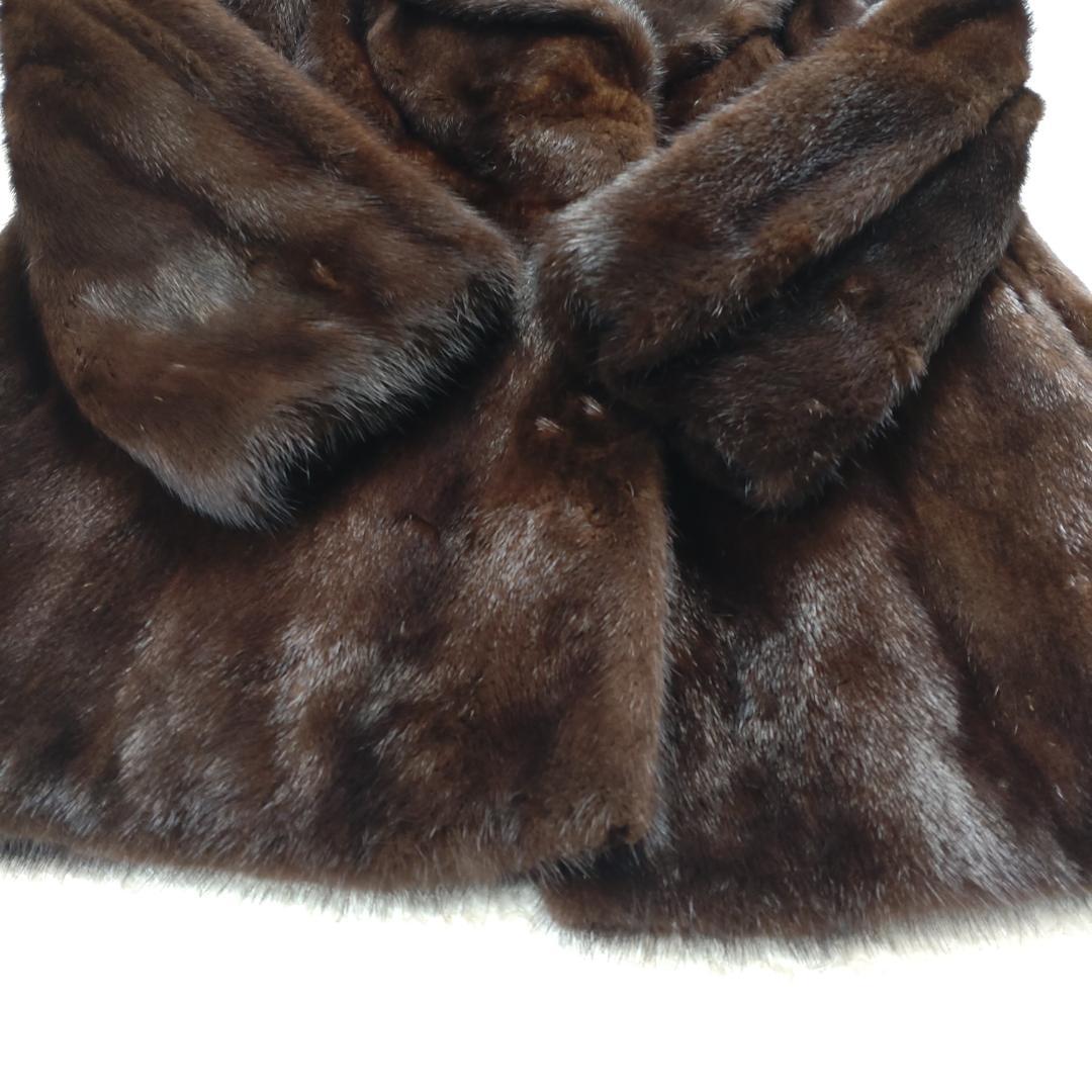 ☆美品☆ミンク ファーコート 毛皮コート 裏地 花柄 サイズ11 ダークブラウン