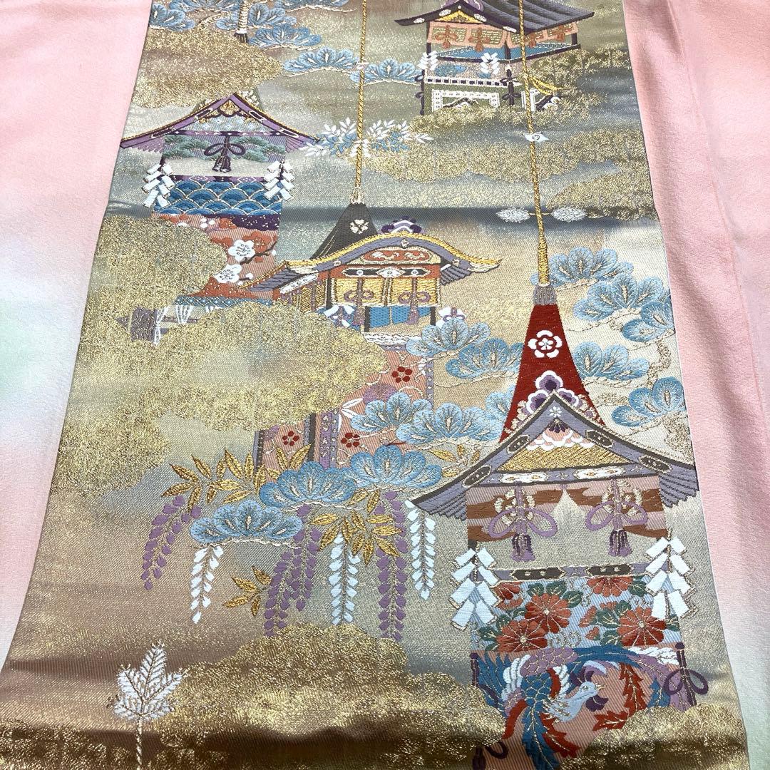 ３点！創作集団「彩」刺繍訪問着&九百本金錦袋帯&新品帯締め