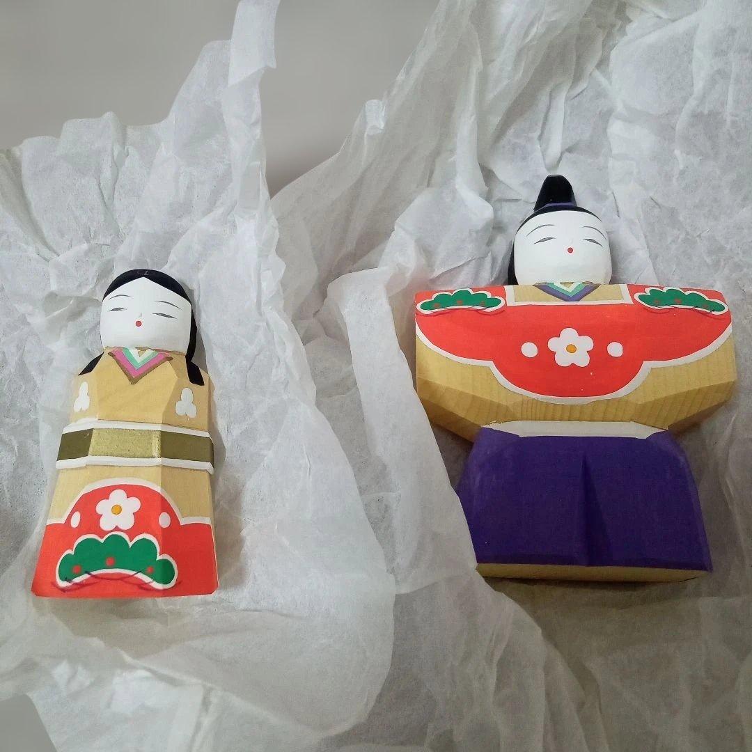 【美品】南雲作 伊予一刀彫 茜 雛人形