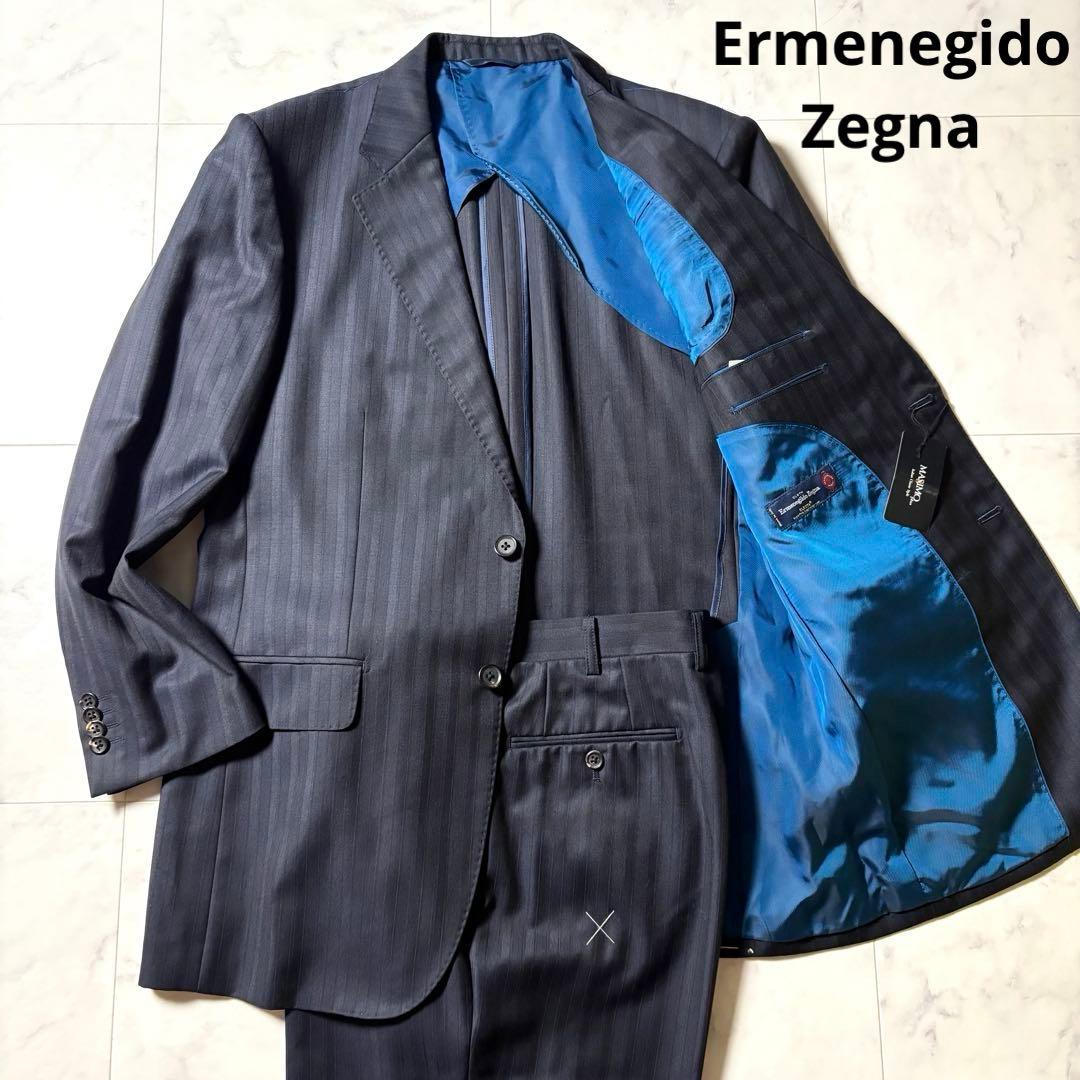 【未使用タグ付き】エルメネジルドゼニア スーツ セットアップ ストライプ柄