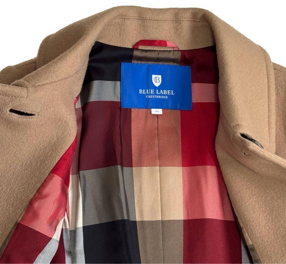 ブルーレーベルクレストブリッジ シングルウールコート ベージュ 36S メルトン