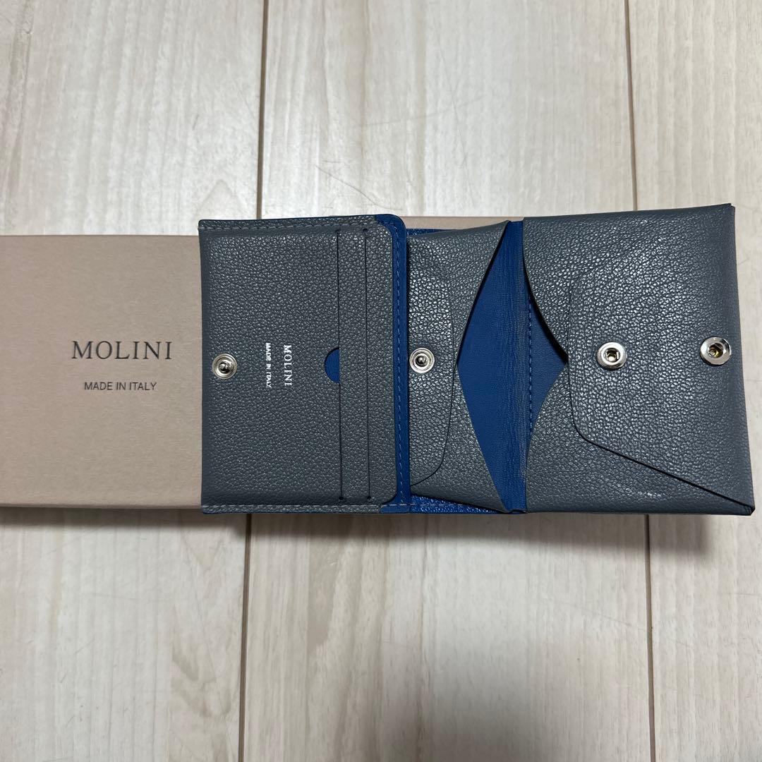 【1月末まで値下げ中】MOLINI 二つ折り財布 青 MADE IN ITALY