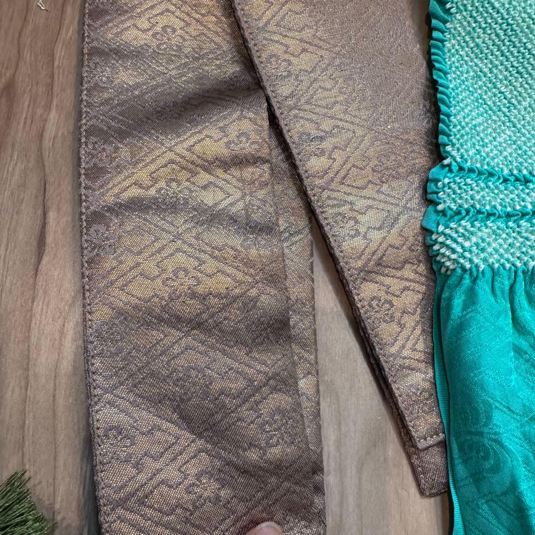 超美品　振袖　帯揚　帯締　髪飾　半衿　6点セット　着物小物　ターコイズブルー