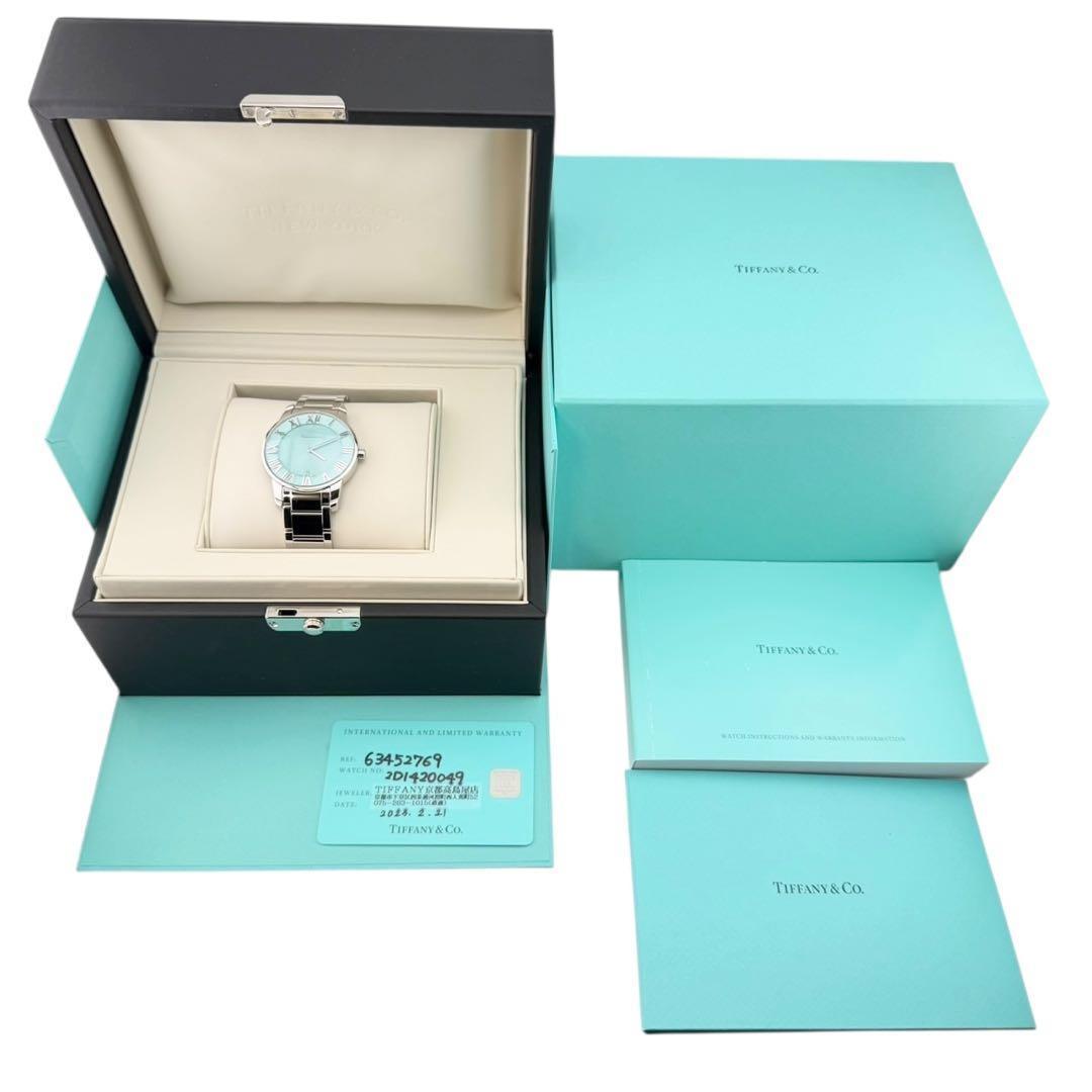 希少 極美品 ティファニー アトラス 2ハンド ティファニーブルー メンズ腕時計