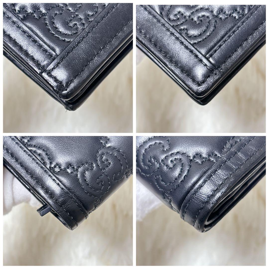 美品✨GUCCI GGマトラッセカードケースウォレット ブラック 二つ折り財布