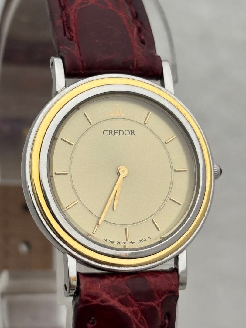 【美品】セイコー クレドール 18KT クォーツ【2F70-0150】【稼働品】