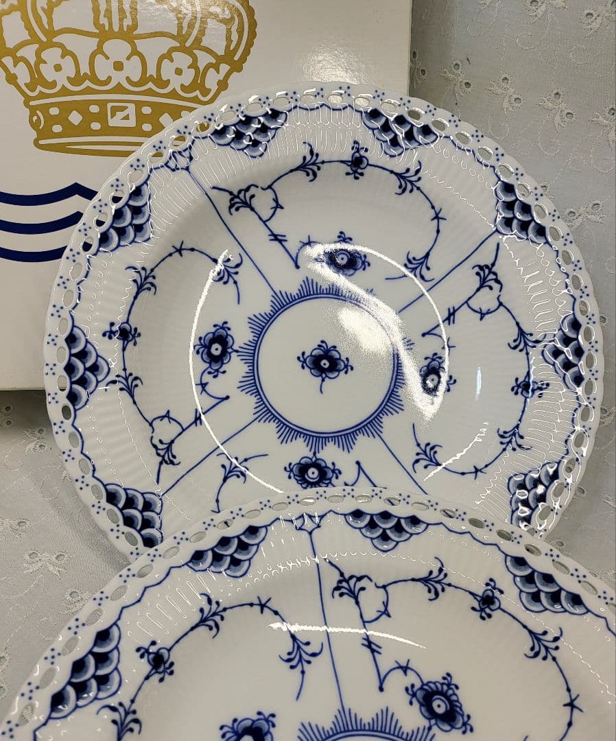 2枚✨ロイヤルコペンハーゲン ブルーフルーテッド フルレース プレート 深皿