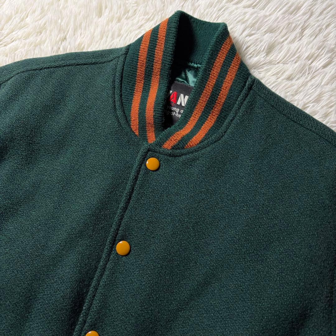 強*欲様 美品/希少✨VAN JACKET スタジャン　袖レザー　グリーン　ブラ