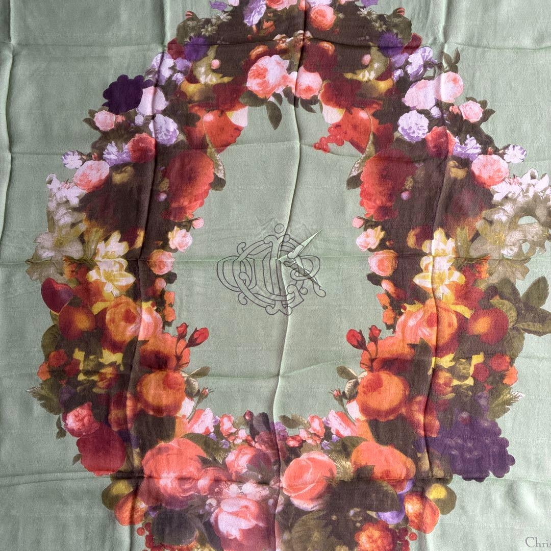 Christian Dior 大判　花柄　シルクスカーフ/ストール　美品　レア