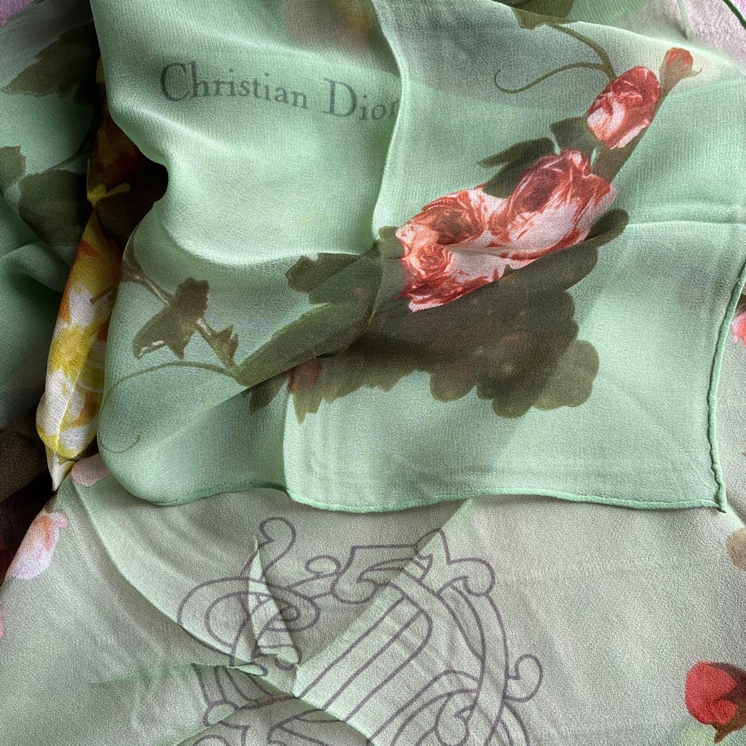 Christian Dior 大判　花柄　シルクスカーフ/ストール　美品　レア