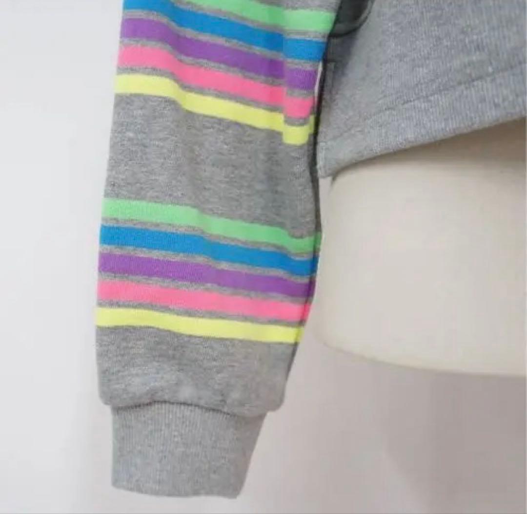 リンカブル カラフルボーダートップス(グレー)