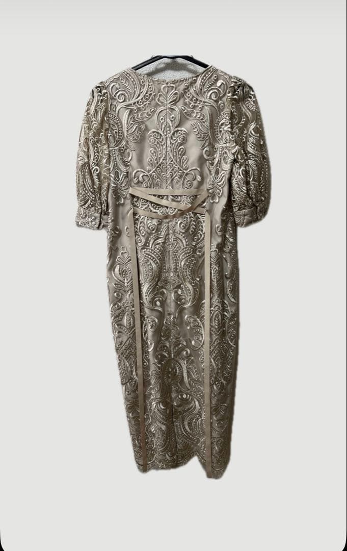 【Ruru】ニアナ niana 刺繍レース バックリボン タイトドレス S