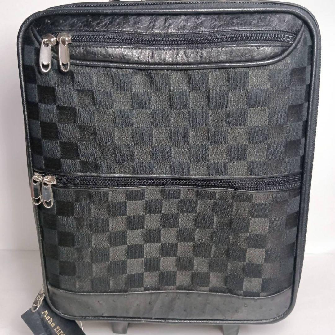 オーストリッチ キャリーバッグ キャリーケース トラベルバッグ 本革 ブラック