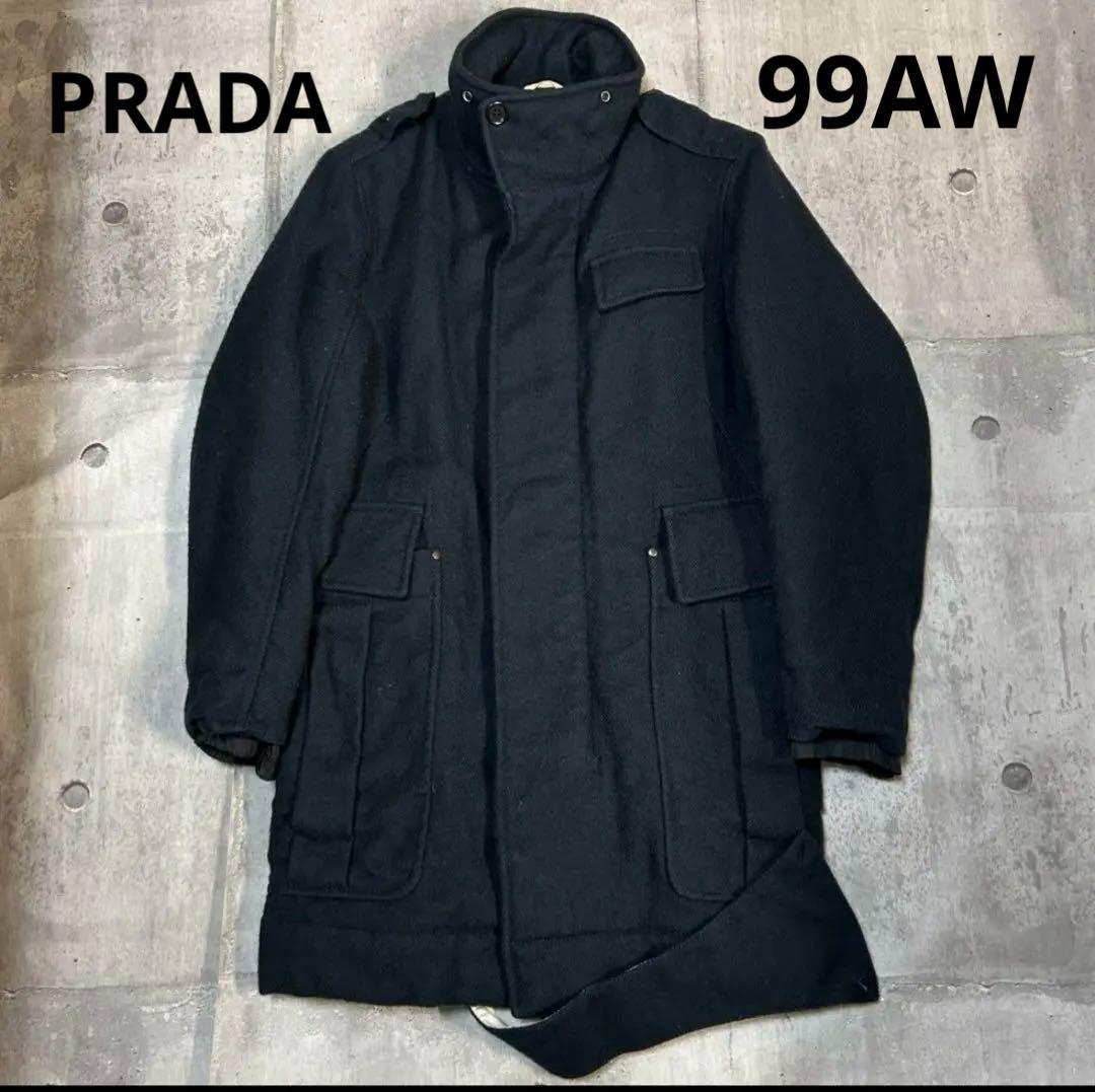 99aw archive prada wool design coat プラスポ