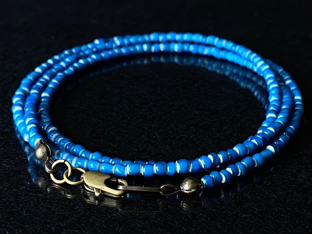 ヴェネチア産　アンティーク　ホワイトハーツ　青