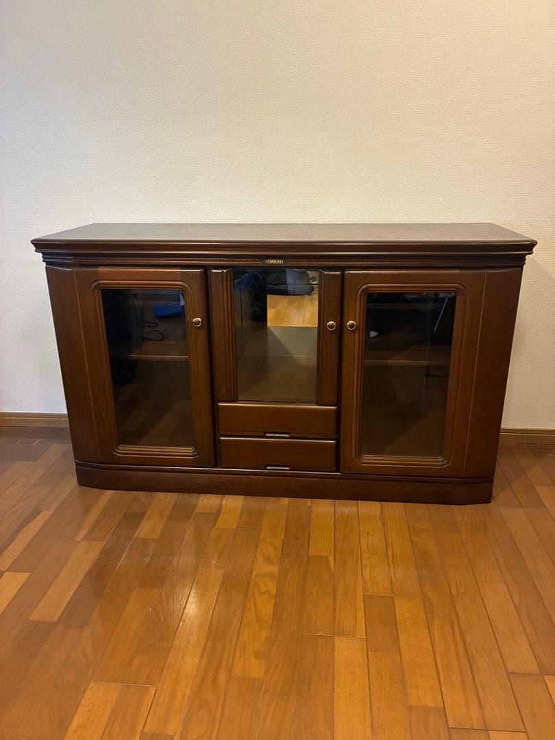 木製キャビネット ガラス扉付 アンティークオールド