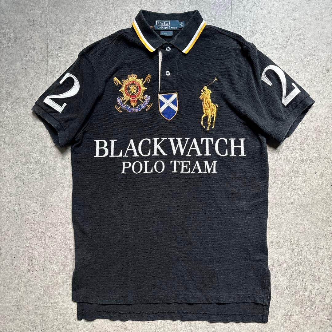 ラルフローレン　ポロシャツ　刺繍　ビッグポニー BLACKWATCH ブラック