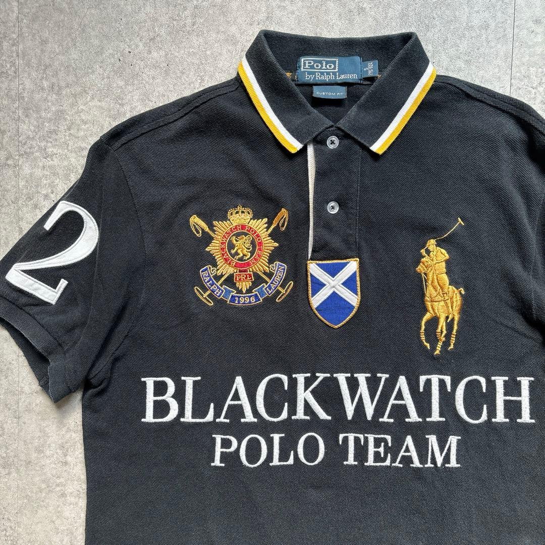 ラルフローレン　ポロシャツ　刺繍　ビッグポニー BLACKWATCH ブラック