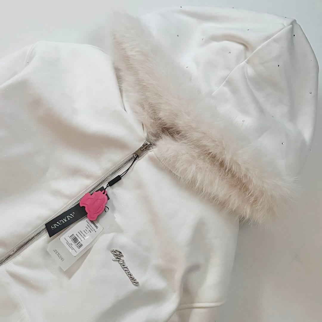 ジャケット・アウター andwang kirakira 2way fur zip up (white)