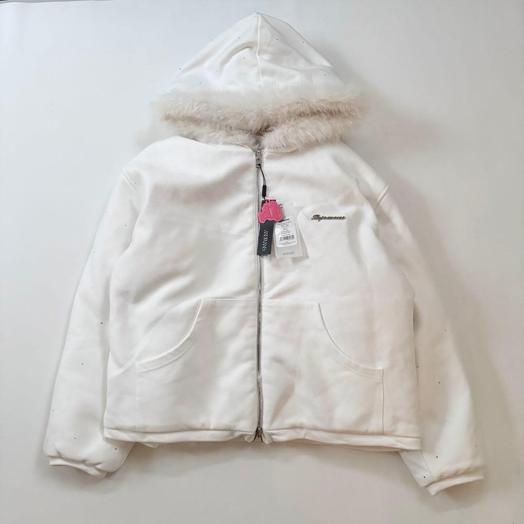 ジャケット・アウター andwang kirakira 2way fur zip up (white)