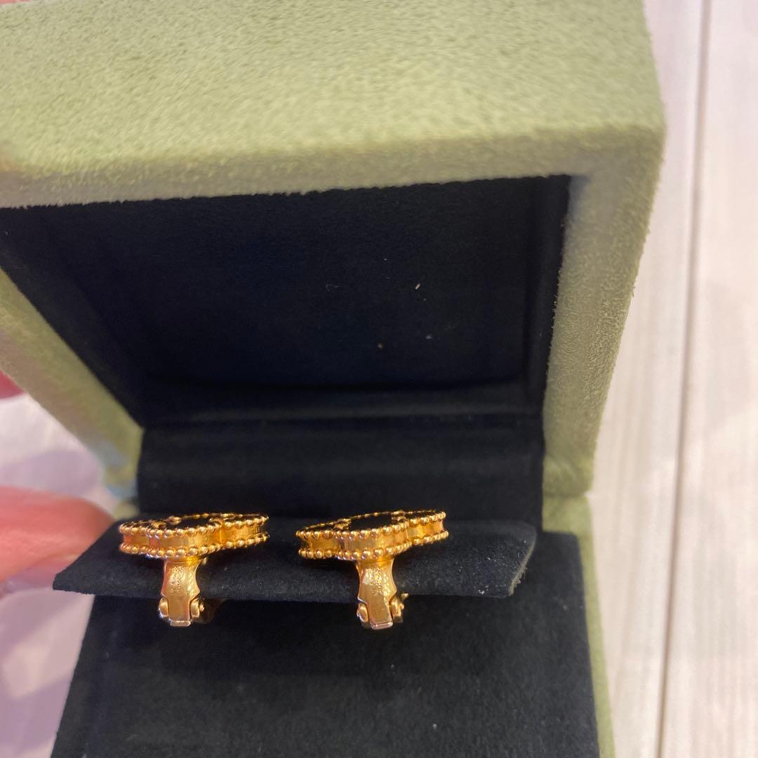 【yan】オニキス　ヴィンテージ　ピアス　ヴァンクリーフアンドアーペル