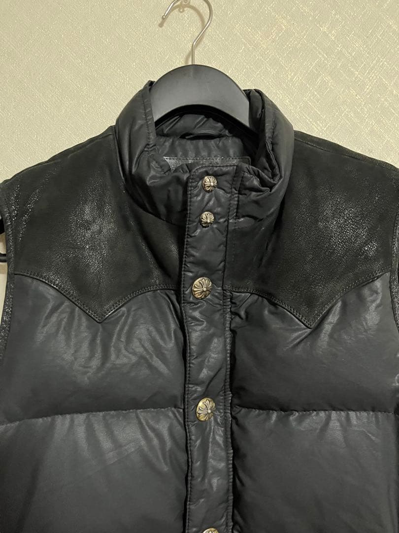 ‼️限定値下げ‼️フレアニーレザーヨーク切替 クロムハーツダウンベスト メンズ M