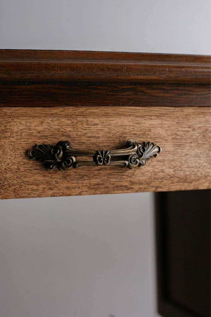 片袖机　アンティーク　デスク　テーブル　無垢材　タモ材　白木　古家具　古道具