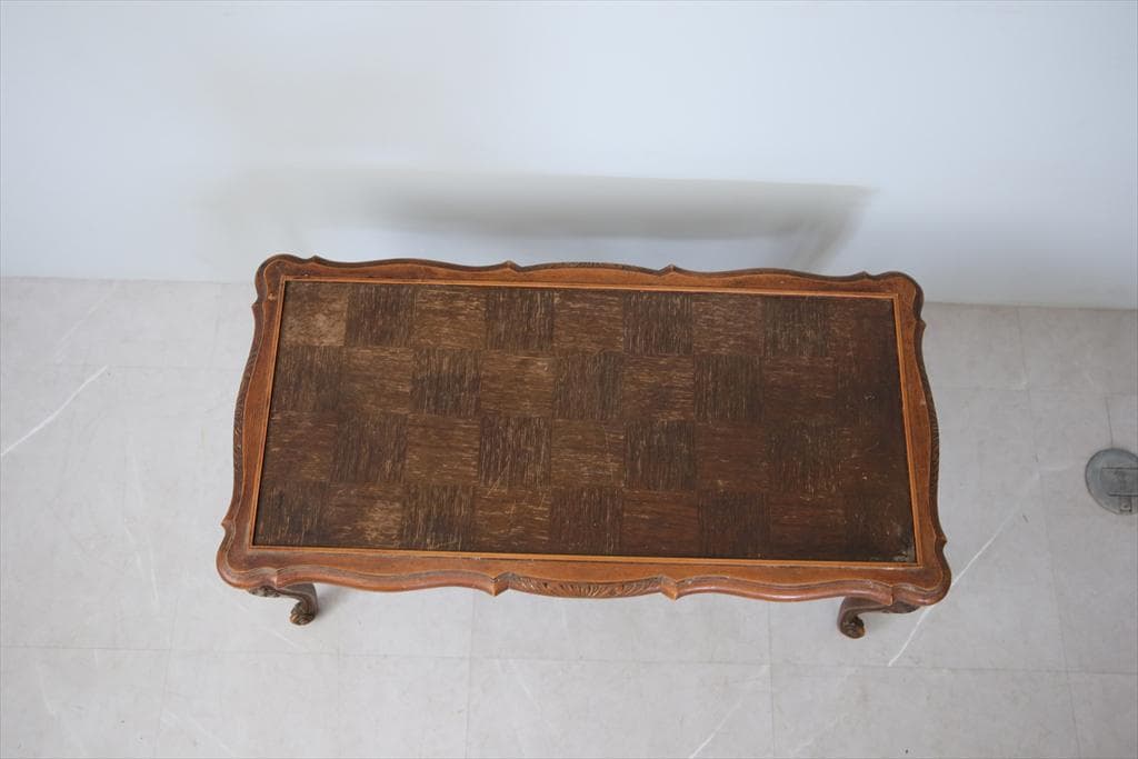 フランスアンティーク木製コーヒーテーブル/センターテーブル机/飾り棚(90-29