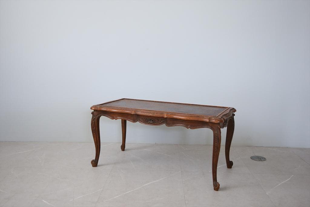 フランスアンティーク木製コーヒーテーブル/センターテーブル机/飾り棚(90-29