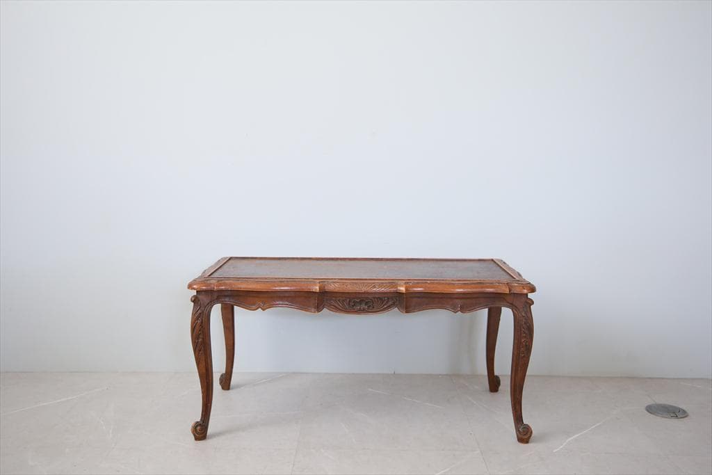 フランスアンティーク木製コーヒーテーブル/センターテーブル机/飾り棚(90-29