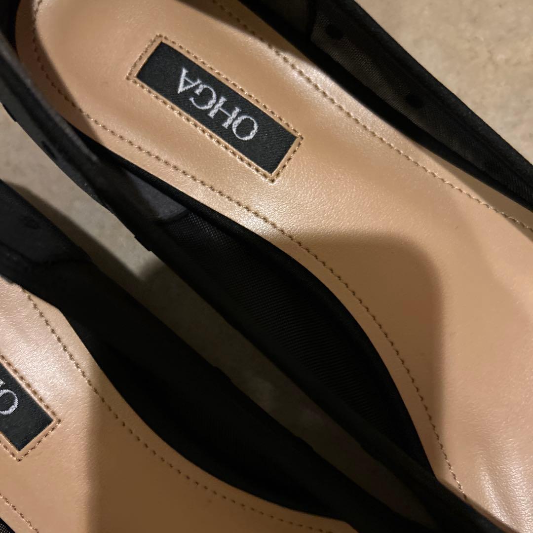 美品　OHGA TULLE DOT BIJOU PUMPS 23.5