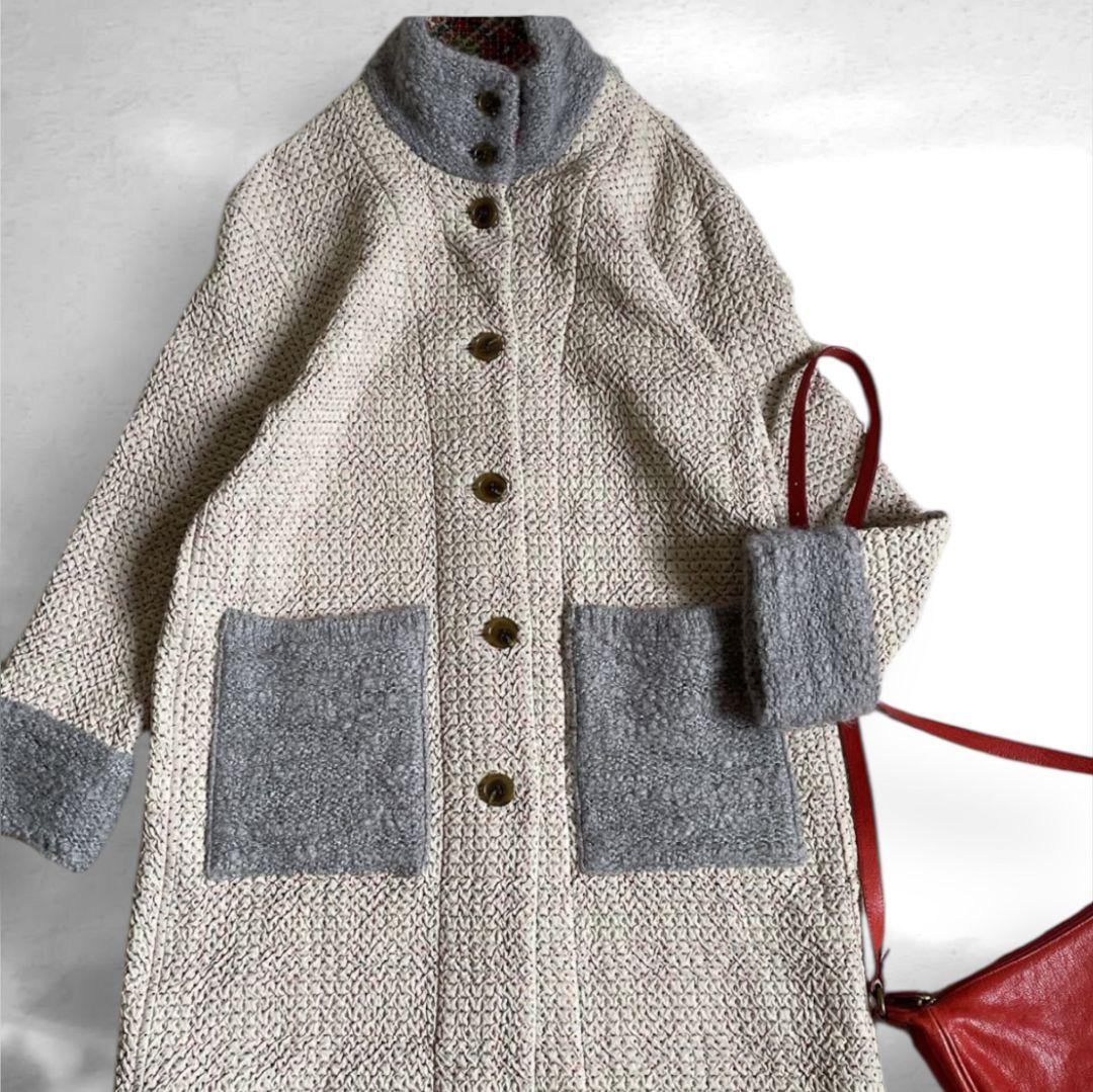 M.＆KYOKO リバーシブル コート ニット ゆったりめサイズ1 美品 高級