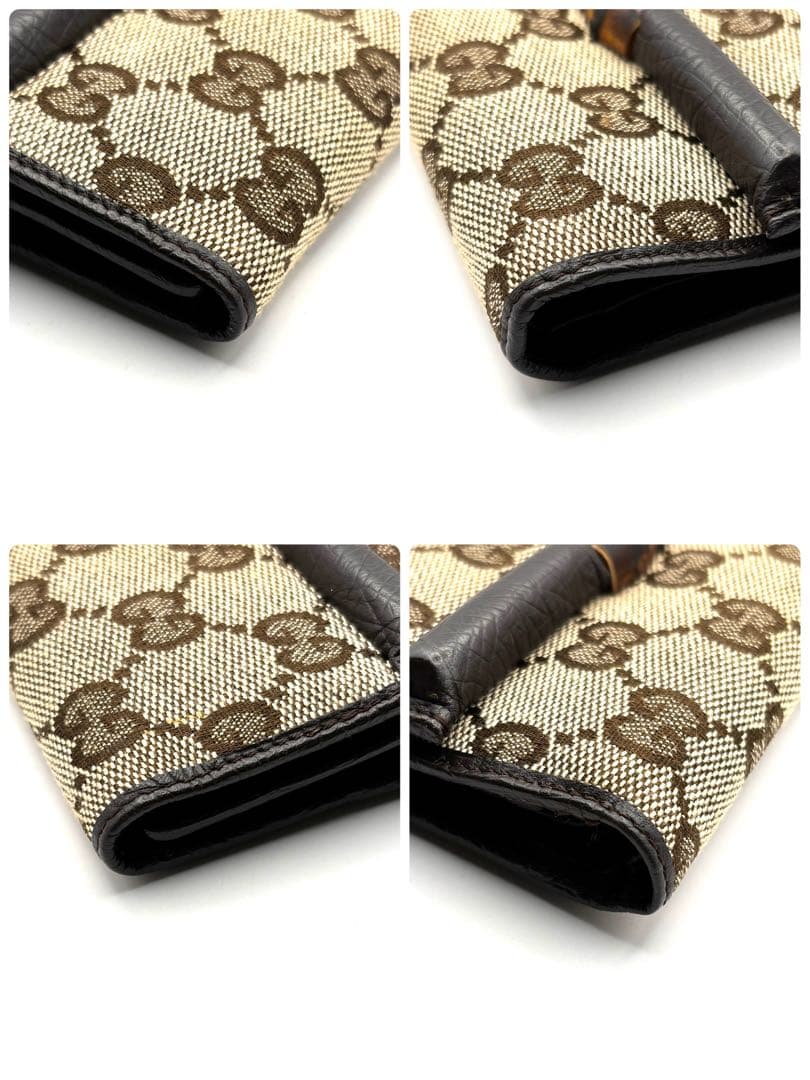 グッチ 3つ折り財布 バンブー GGキャンバス 長財布 レザー 箱