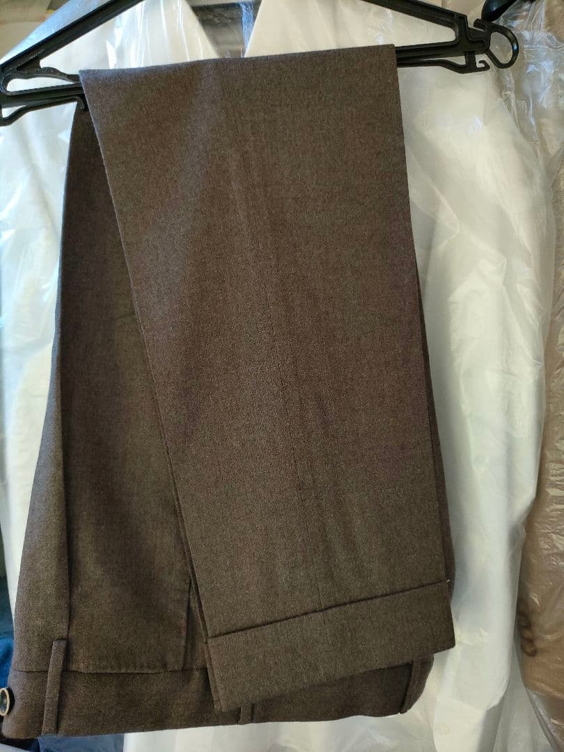 PT01ブラウン ワンタックフロント スラックス 44