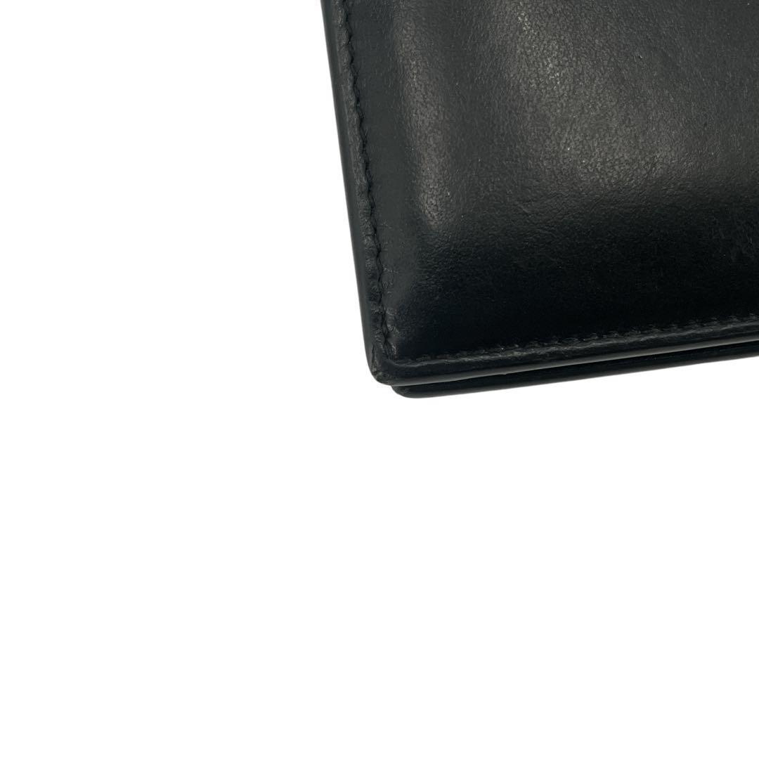 セリーヌ　バイフォールドウォレット　コンパクト財布　折り財布　カーフレザー　黒