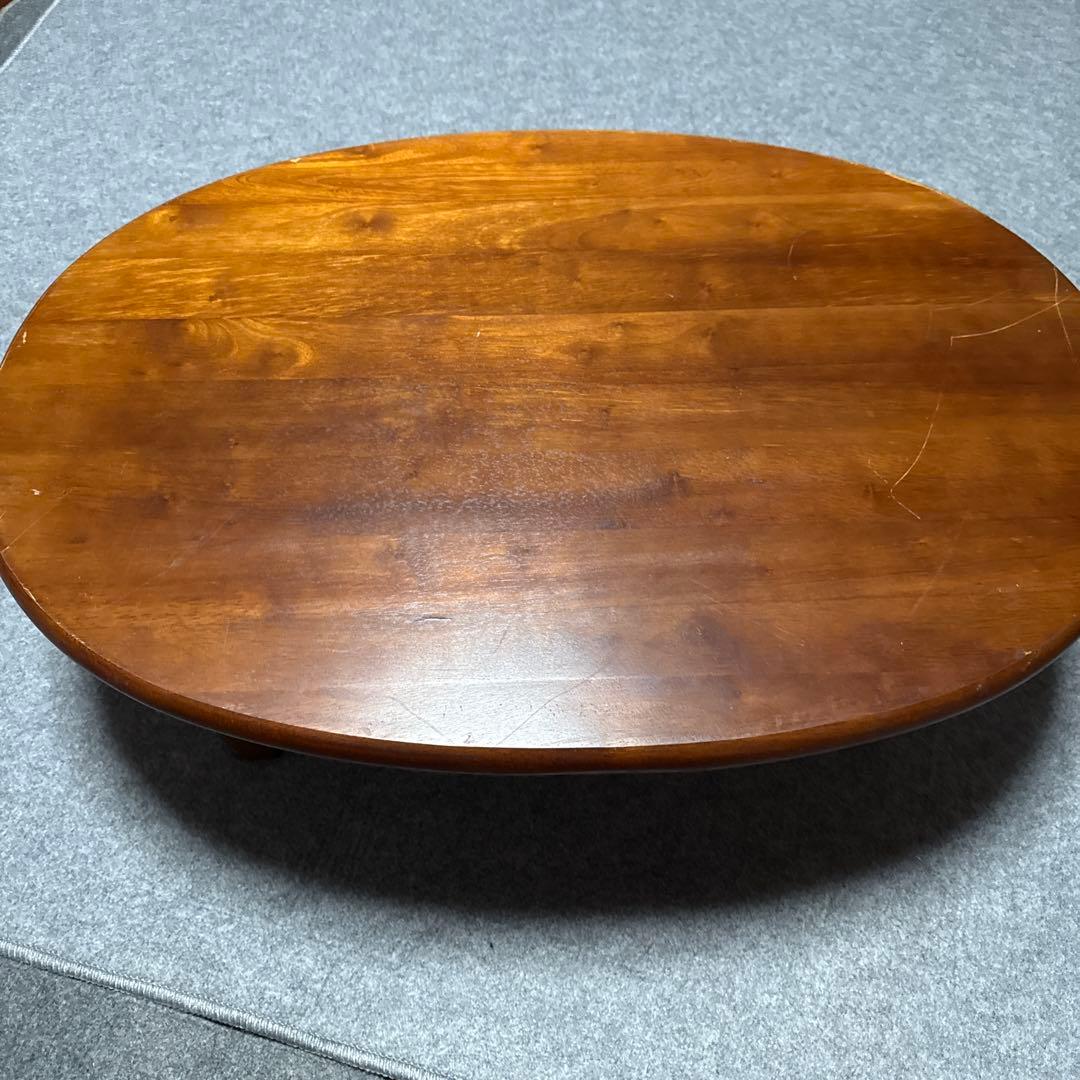 ⭕️即日発送　アンティーク　楕円形木製折りたたみテーブル ダークブラウン