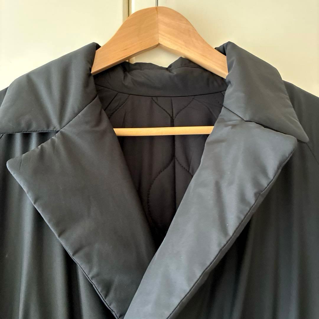 【美品】STATE OF MINDダブルブレスト ロング中綿コート ブラック　軽