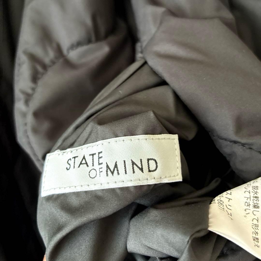 【美品】STATE OF MINDダブルブレスト ロング中綿コート ブラック　軽