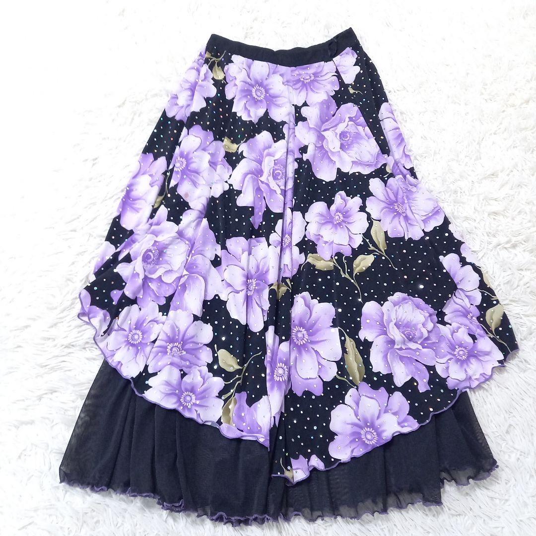 Sanline　サンリーヌ　社交ダンス　セットアップ　ドレス　スパンコール　薔薇