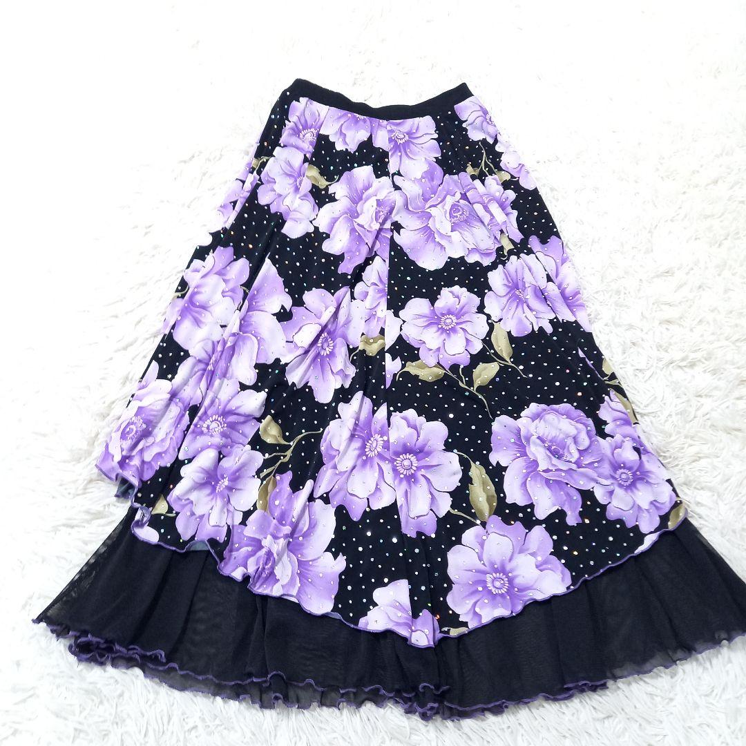 Sanline　サンリーヌ　社交ダンス　セットアップ　ドレス　スパンコール　薔薇