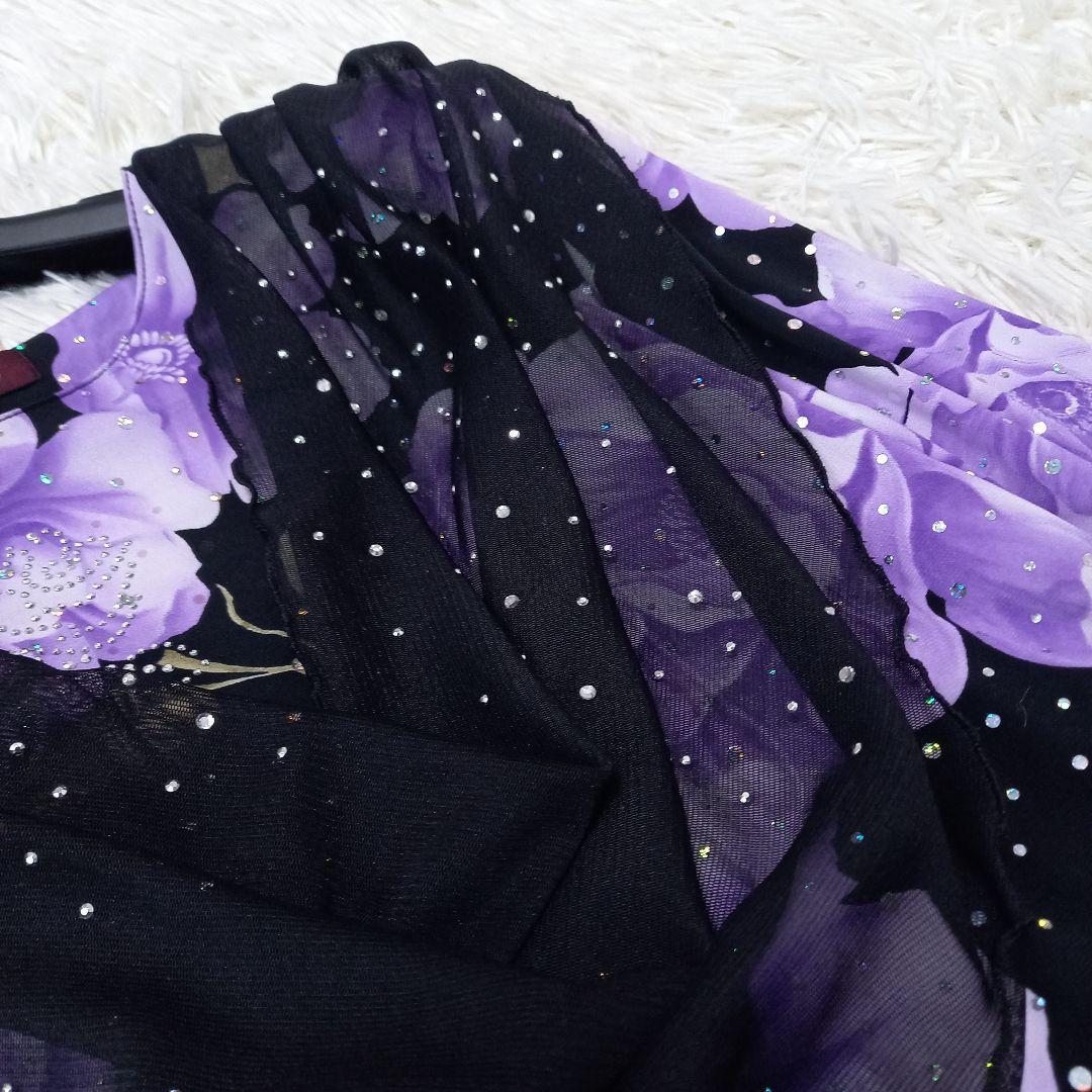 Sanline　サンリーヌ　社交ダンス　セットアップ　ドレス　スパンコール　薔薇