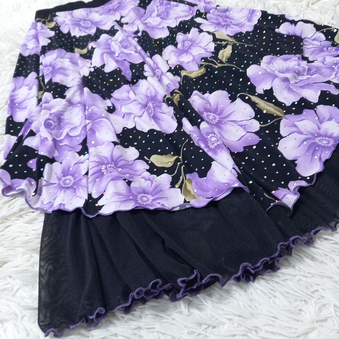 Sanline　サンリーヌ　社交ダンス　セットアップ　ドレス　スパンコール　薔薇