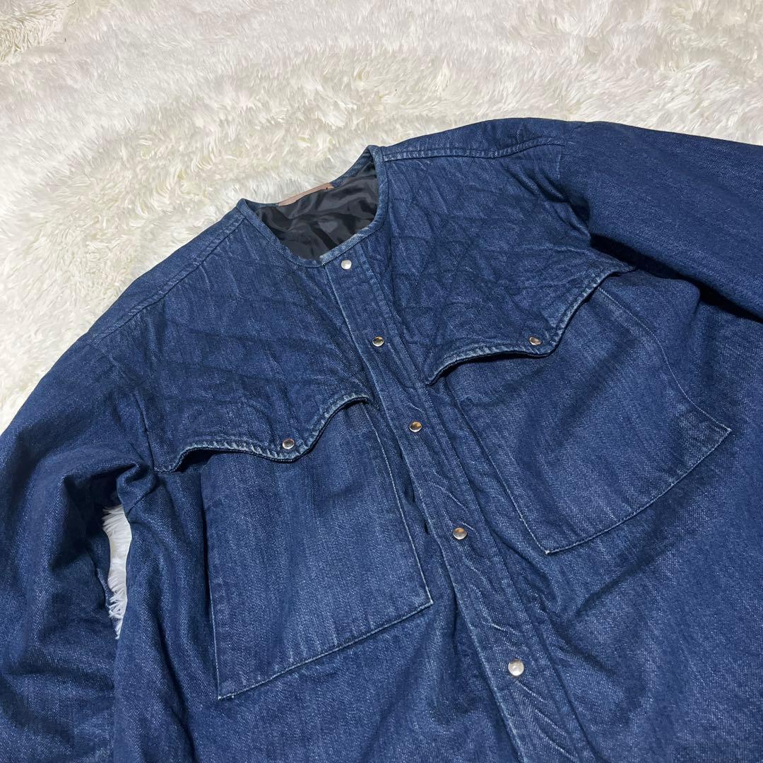 【極美品】GALERIE VIE セルヴィッチデニム キルトノーカラー ブルゾン