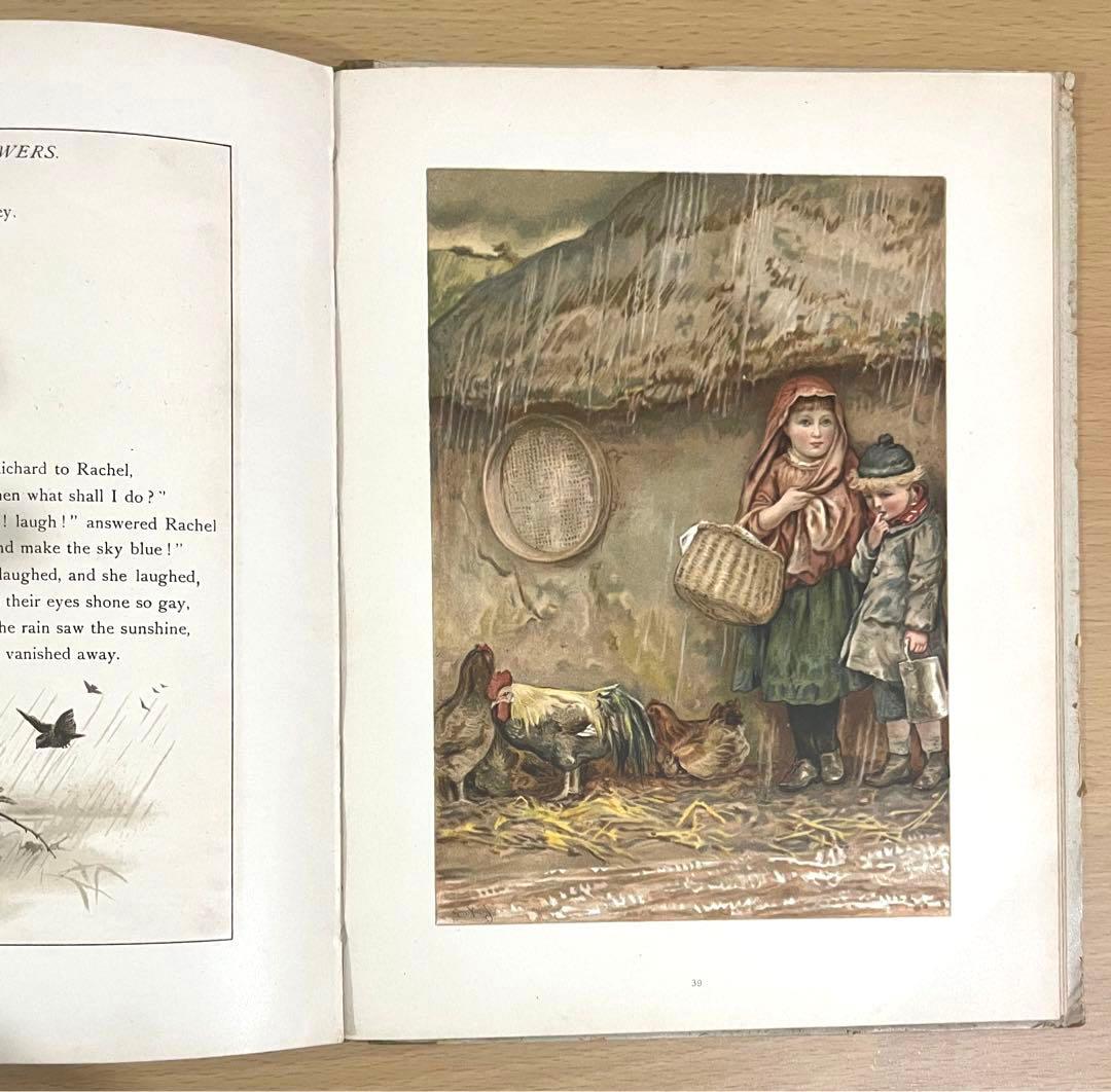 No.166希少 古書 洋書 絵本 アンティーク ビクトリアン 詩集 児童書