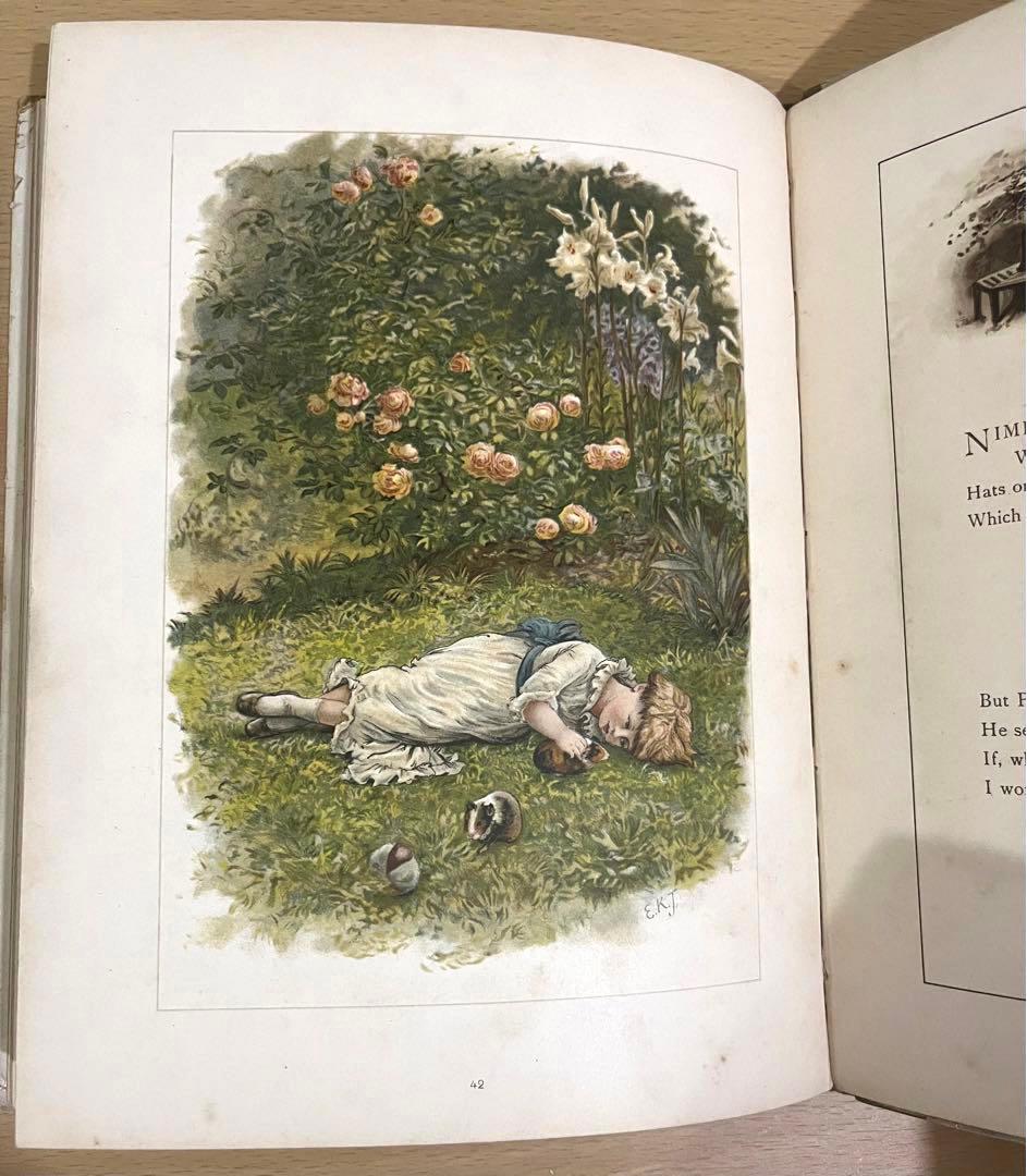 No.166希少 古書 洋書 絵本 アンティーク ビクトリアン 詩集 児童書