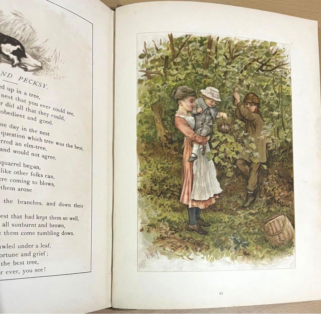 No.166希少 古書 洋書 絵本 アンティーク ビクトリアン 詩集 児童書